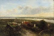 Pieter Janssens A panoramic river landscape Sweden oil painting artist